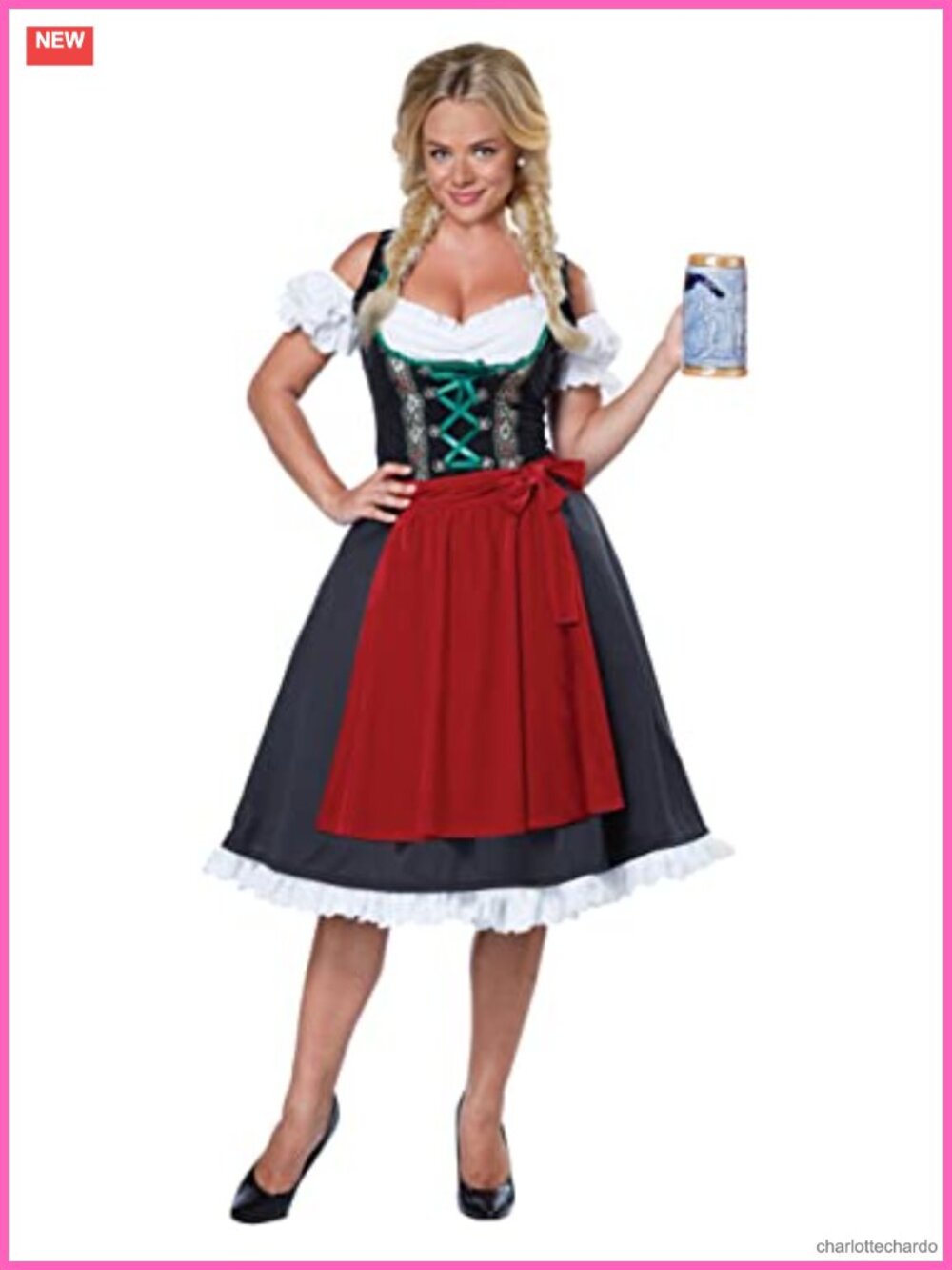 Oktoberfest Fraulein Costume Women's Large with Apron Polyester